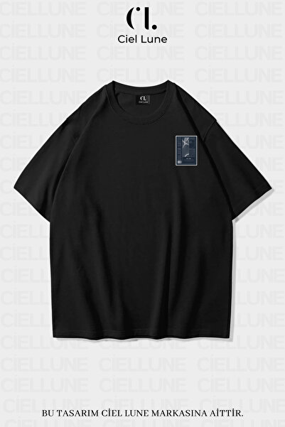 Ciel Lune Tricou oversize unisex pentru femei și bărbați, cu imprimeu Mndsche...