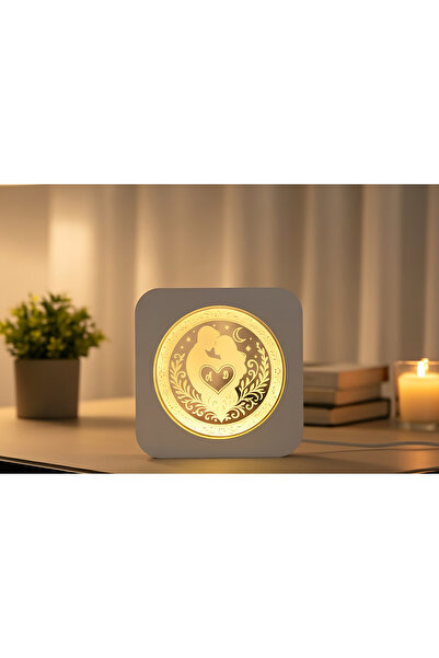 HeavenlyScarfs Kişiye Özel Romantik Gece Lambası , Çift Silüeti, İsim Tarih (...