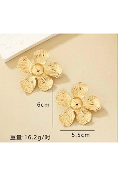 monalisatoka Kadın Gold Büyük Boy Çiçek Küpe