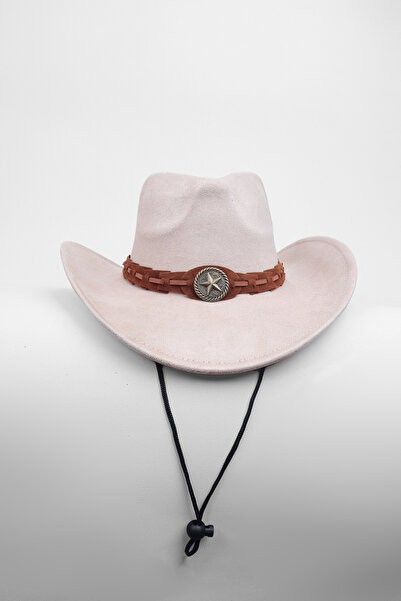 Kapin قبعة رعاة البقر ذات الرباط من جلد الغزال - مينك