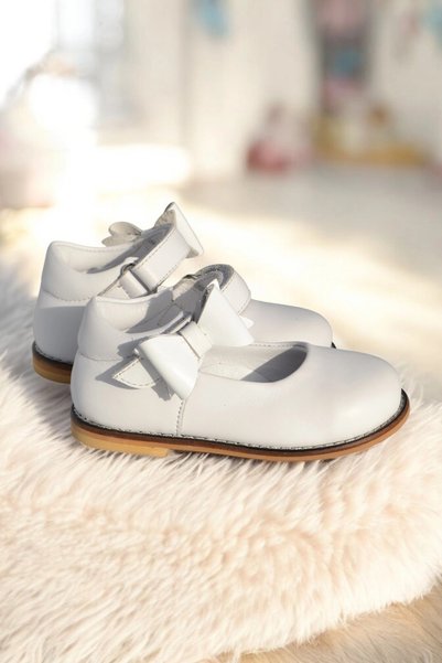 Cevoclub kids Genuine Leather Velcro Orthopedic İlkadım Shoes White Cv-471