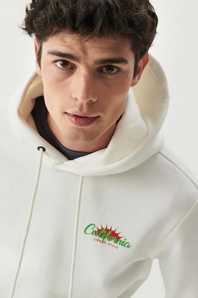 Lee Ανδρικό φούτερ από βαμβάκι Regular Fit Back με τύπωμα με κουκούλα SWEAT L222695 102