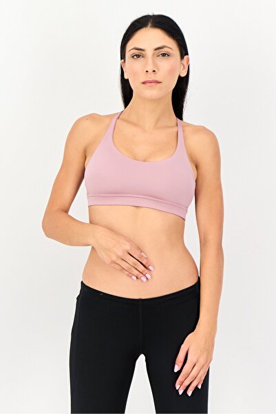 Reebok Women Brand Logo Light Padded Sport Bra, Mauve