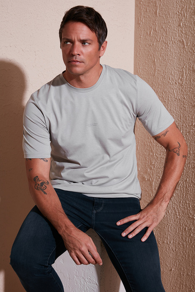 Buratti Text Detailed Cotton Regular Fit Crew Neck t Shirt Men's t Shirt 59020203