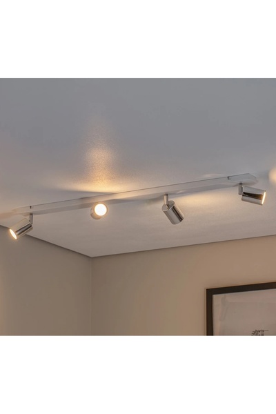 demet habek mylights GU10 4’lü dörtlü 100 cm Beyaz Gövde Krom Başlıklı Hareketli Tasarruflu LED Tavan Spot Avize