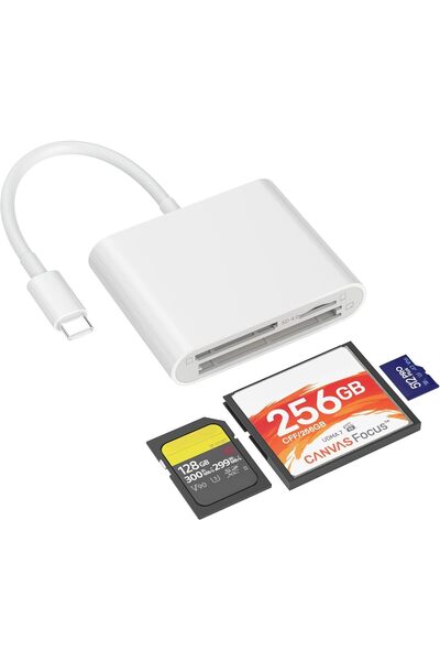Other قارئ بطاقات SD 3 في 1 من EXIFOR بمنفذ USB 3.0 (USB-C) - فتحة ثلاثية CF/...