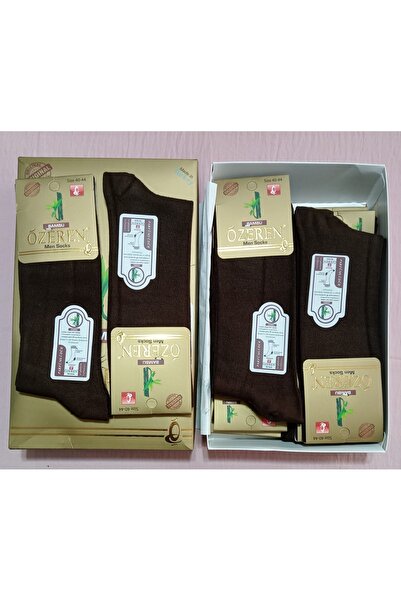 Özeren Çorap Men's Bamboo Socks Brown Perfumed Özeren 12-Pack Ç-1144