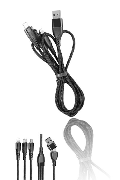 Sweet seven 5-in-1 USB A/C Fast Charging Cable, 1.2m Nylon, Micro USB & USB-C...