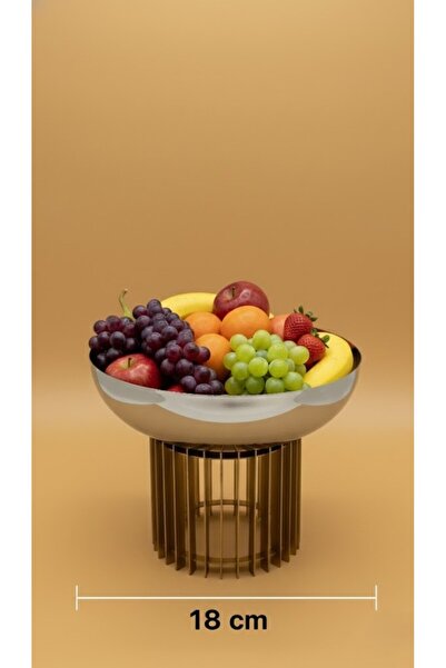 Alamtiaz صحن ستيل للحلويات او الفواكه مع قاعدة بتصميم أنيق