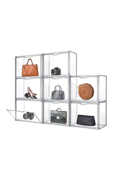COOYA 8 Pack Large Acrylic Display Case for Closet Stackable Shoe Box Dustproof Showcase