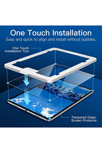 JETech One-Touch Installation Tempered Glass Screen Protector for iPad Pro 11" (2022/2021/2020/2018)