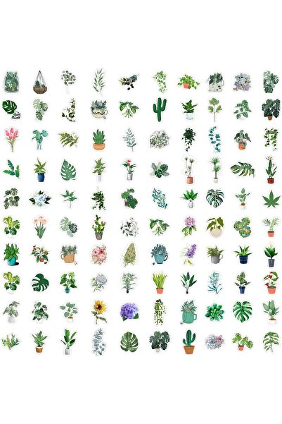 Generic 100-Pack Green Plant Vinyl Stickers for Water Bottles, Laptops & Phones (Green Plants)