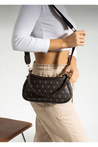 eyandis Monogram Desenli Mini Omuz ve Çapraz Çanta – Kolon Askılı Omuz ve El ...