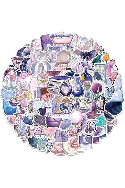 Generic ملصقات قمر سحري أرجوانية جمالية من 100 قطعة - فينيل مقاوم للماء لزجاج...