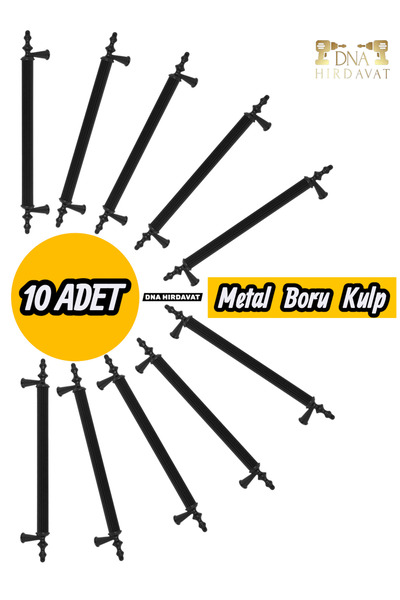 DNA HIRDAVAT Siyah Boru Kulp 96mm Metal Dolap Kulpu Çekmece Kulpu 9.6cm (10 Adet)