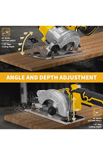 TriThardware 48V 5Inch Cordless Circular Saw with Batteries 0-45° Cutting Bevel Cutting Depth 1.6"(90°)1.28"(45°)
