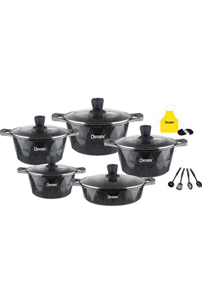 Dessini طقم أواني طهي جرانيت غير لاصقة من 17 قطعة، طاجن 20/24/28/32 سم، طاجن ...