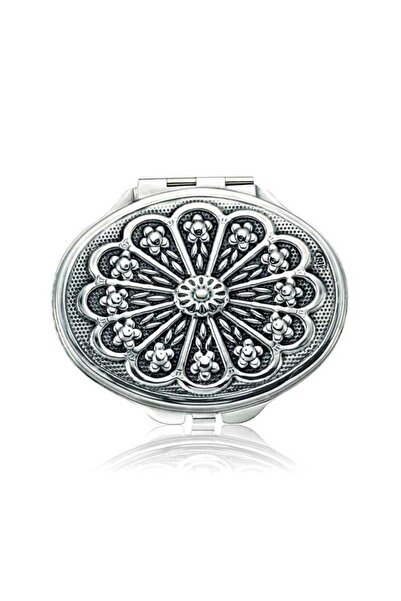 ahsun مرآة يد مغطاة بزخارف ديزي فضية