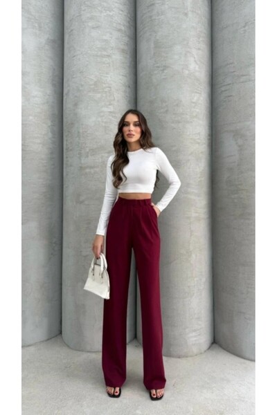 HepsitrentStore High Waist Hooked Model Comfortable Cut Trousers