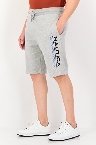 Nautica Men Embroidered Logo Bermuda Shorts, Grey Marl