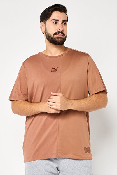 Puma x One8 Men Sportswear Fit Short Sleeve Outdoor T-Shirt, Tan