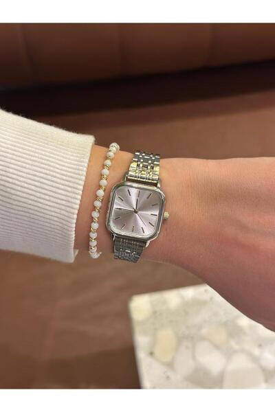 ANKA WATCH KARE GÜMÜŞ KADIN KOL SAATİ - ( BİLEKLİK HEDİYELİ )
