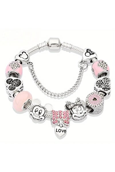 takantakana Yeni Tarz ,Mickey ve Minnie Mause Pembe , Sevgi Charmlı Bİleklik,...
