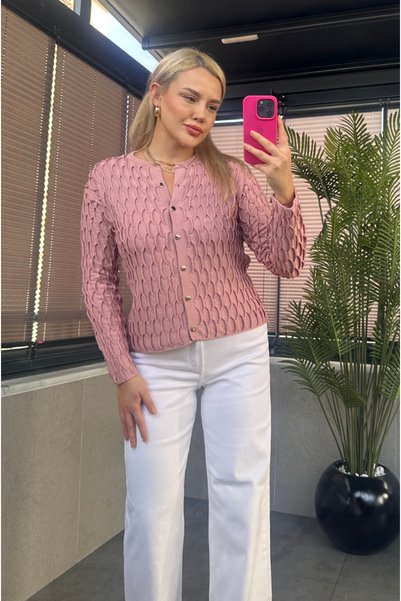MİR STORE Pink Bürümcük Cardigan