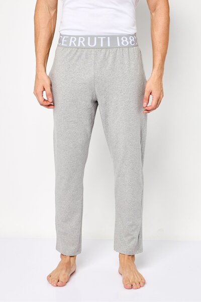Cerruti 1881 Men Regular Fit Brand Logo Sleepwear Pants, Heather Grey