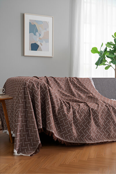 rellhome غطاء أريكة على الطراز البوهيمي 170×220 سم – بطانية تلفزيون مزينة بالشراشيب وغطاء أريكة زخرفي