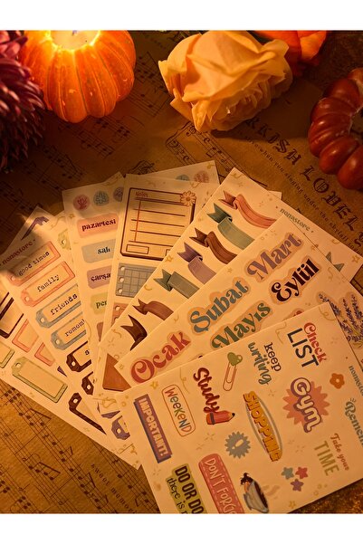 NONA Ajanda Sticker Seti / 7 adet A6 Boyut / Kuşe Kağıt / Bullet Journal / Sc...