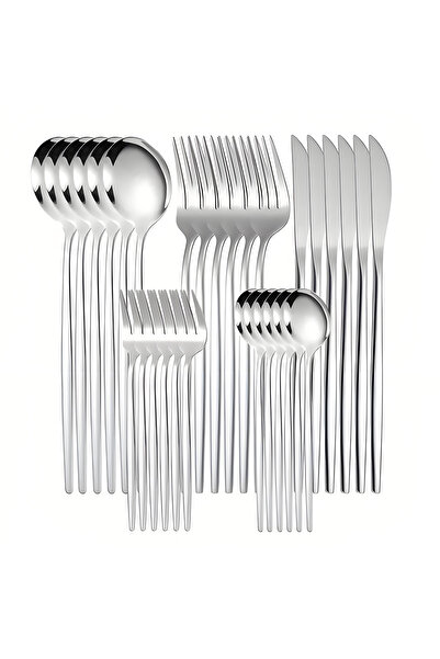 fun zone XiuWoo 30-Piece Stainless Steel Knife Fork Spoon Set - Silver