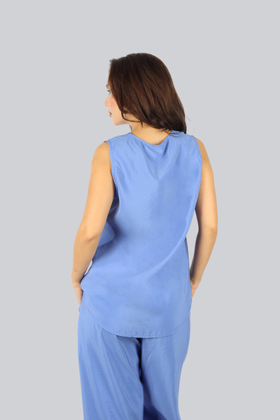 Ysatis Bluză albastră fără mâneci cu decolteu în V pentru femei 2525.5000155-BLUE