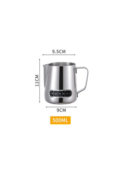 Vivien Home Dereceli Paslanmaz Çelik Pitcher 500 ml Kahve Süt Köpürtme Potu