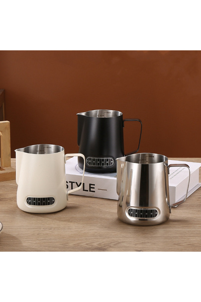 Vivien Home Dereceli Paslanmaz Çelik Pitcher 500 ml Kahve Süt Köpürtme Potu