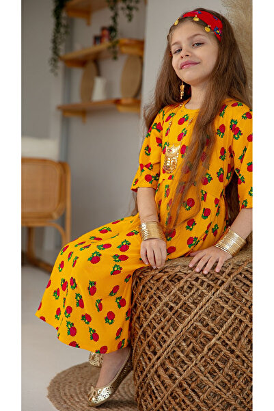 outline Yellow children's shawl dress