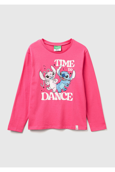 United Colors of Benetton Детска розова блуза с дълъг ръкав, с лого отпред и ...