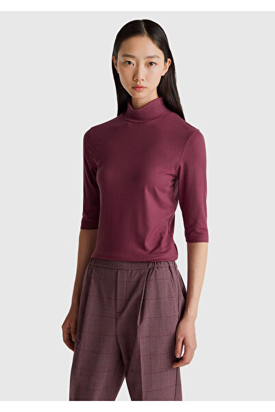 United Colors of Benetton Jumătate de mânecă pentru femei Mürdüm Liyosel slim fit guler ridicat tricou