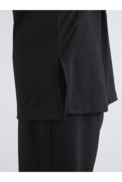 LC Waikiki Lcwaikiki basic black crew neck drawstring women's tunic