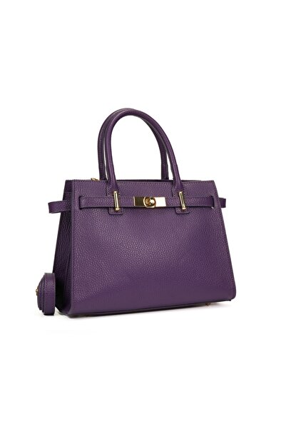 Posete Fagaras Poseta Piele Louise - Mov, 3 Compartimente, 3 Buzunare, Bareta...