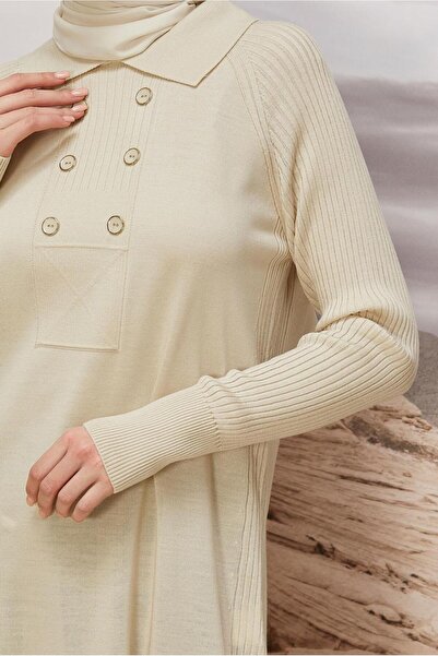 Alvina Shirt Collar Knitwear Tunic 45809