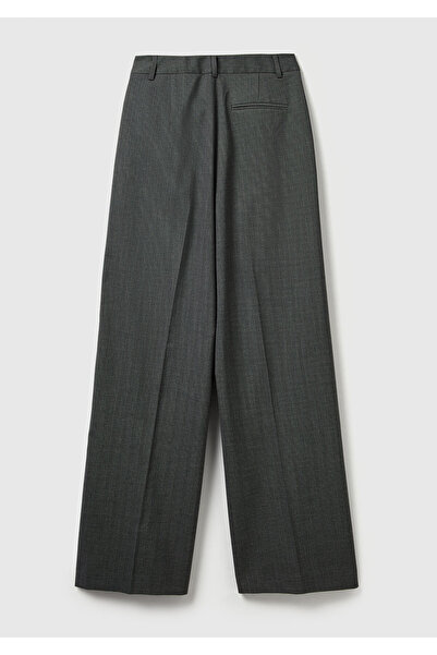 United Colors of Benetton Women's dark grey viscose blend wide leg pants with pockets
