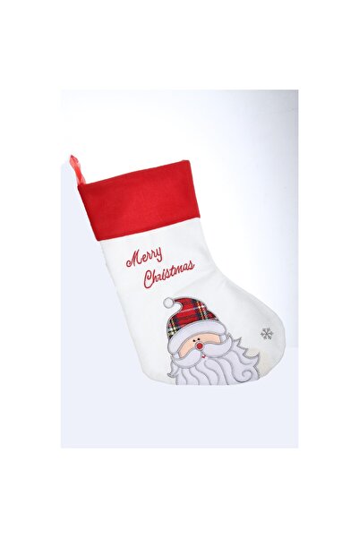 Flippy Κάλτσα δώρου, λευκό χρώμα, εκτύπωση Άγιου Βασίλη, μέγεθος 16x30 εκ.,