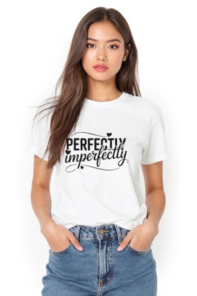 OEM Tricou alb din bumbac pentru femei cu imprimeu Urban Text, stil casual, mărimea S