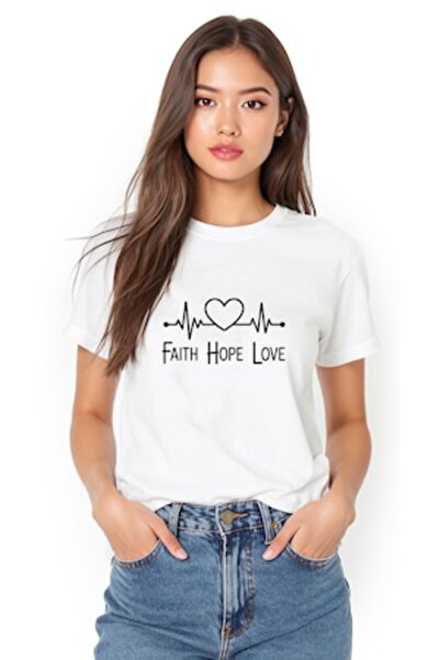 OEM Tricou alb din bumbac pentru femei cu imprimeu tipografic minimalist, mărimea S