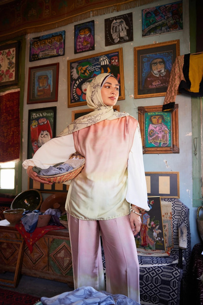 Mooncorn Yekta Desen Sakura İpek Şal