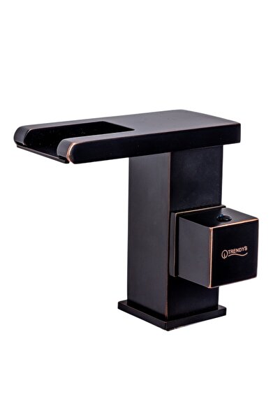 Trendy's Μπαταρία νιπτήρα, εγκατάσταση νιπτήρα μπάνιου, τύπου καταρράκτη, με LED, αντικέ μαύρο