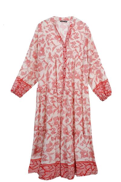 Soul Rochie de vară cu modele boeme pentru femei -32361ELB - ECRU-RED