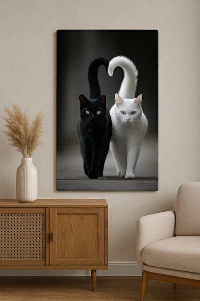 BLT DİZAYN Tabloul din sticlă bilateral K pisică este o interpretare estetică a iubirii și a echilibrului
