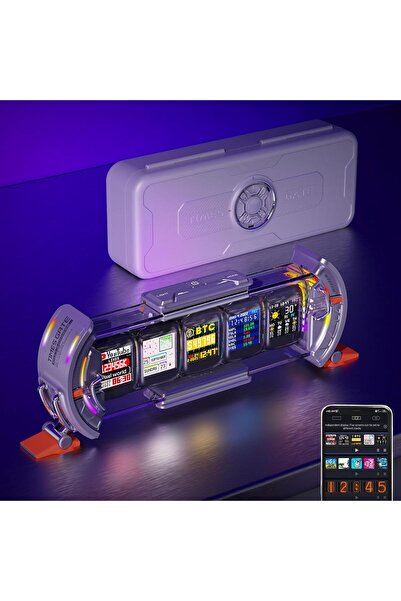 DIVOOM Times Gate - Cyberpunk Digital Clock with Smart App Control (Silver)